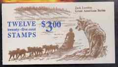 United States 1988 Jack London (writer) $3.00 booklet complete and pristine, SG SB 130, stamps on personalities, stamps on literature, stamps on dogs, stamps on husky