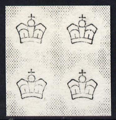 Great Britain 1880 Imperial Crown Watermark proof from Dandy roller in block of 4 on card, stamps on royalty, stamps on qv, stamps on  qv , stamps on 