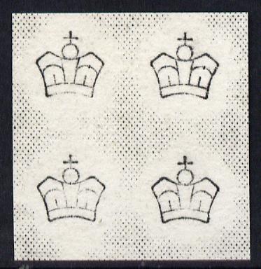 Great Britain 1880 Imperial Crown Watermark proof from Dandy roller in block of 4 on card, stamps on , stamps on  stamps on royalty, stamps on  stamps on qv, stamps on  stamps on  qv , stamps on  stamps on 