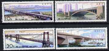 North Korea 1990 Bridges perf set of 4 unmounted mint, SG N2939-42*, stamps on , stamps on  stamps on civil engineering, stamps on  stamps on bridges