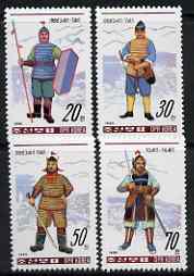 North Korea 1990 Warriors' Costumes perf set of 4 unmounted mint, SG N2943-46*, stamps on , stamps on  stamps on militaria, stamps on  stamps on uniforms