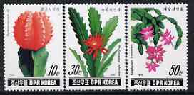 North Korea 1990 Cacti perf set of 3 unmounted mint, SG N2953-55, stamps on , stamps on  stamps on cacti