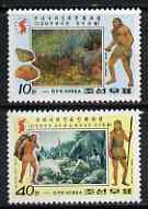 North Korea 1990 Evolution of Man perf set of 2 unmounted mint, SG N2937-38*, stamps on , stamps on  stamps on dinosaurs