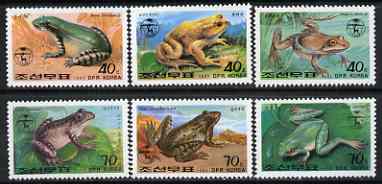 North Korea 1992 Frogs & Toads complete perf set of 6 unmounted mint, SG N3194-99, stamps on , stamps on  stamps on frogs, stamps on  stamps on toads, stamps on  stamps on amphibians