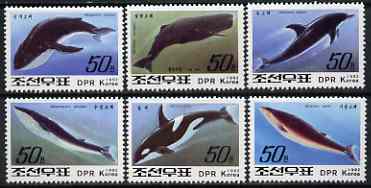 North Korea 1992 Whales & Dolphins complete set of 6 unmounted mint, SG N3208-13*, stamps on whales, stamps on dolphins