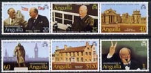 Anguilla 1974 Birth Centenary of Sir Winston Churchill set of 6 unmounted mint, SG 181-86, stamps on , stamps on  stamps on churchill, stamps on  stamps on personalities, stamps on  stamps on london, stamps on  stamps on constitutions, stamps on  stamps on microphones, stamps on  stamps on palaces, stamps on  stamps on statues