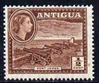 Antigua 1953 Fort James QEII 1/2c brown unmounted mint, SG 120a*, stamps on , stamps on  stamps on forts, stamps on  stamps on militaria, stamps on  stamps on cannon, stamps on  stamps on 