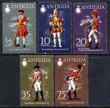 Antigua 1971 Military Uniforms (2nd series) set of 5 unmounted mint, SG 303-307, stamps on , stamps on  stamps on militaria, stamps on  stamps on uniforms