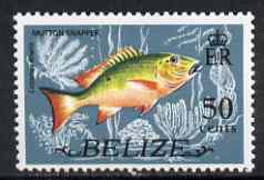 Belize 1974 Mutton Snapper Fish 50c (from def set) unmounted mint SG 371, stamps on fish