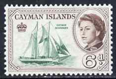 Cayman Islands 1962-64 Schooner 6d unmounted mint, SG 172, stamps on ships, stamps on schooners