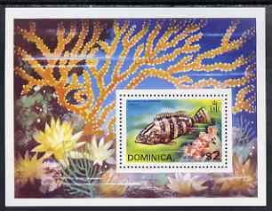 Dominica 1975 Fishes perf m/sheet unmounted mint, SG MS458, stamps on fish, stamps on grouper
