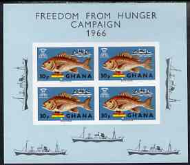 Ghana 1966 Freedom From Hunger (Fish) imperf m/sheet unmounted mint, SG MS425, stamps on , stamps on  stamps on fish, stamps on  stamps on food, stamps on  stamps on  ffh , stamps on  stamps on 