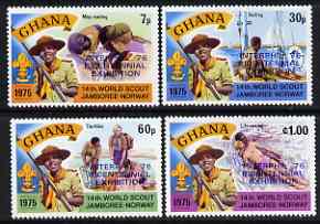 Ghana 1976 Interphil (Stamp Exhibition) opt on Scouts perf set of 4 unmounted mint SG 768-71*, stamps on , stamps on  stamps on stamp exhibitions, stamps on  stamps on scouts