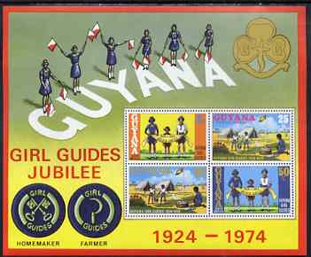 Guyana 1974 Girl Guides Golden Jubilee perf m/sheet unmounted mint, SG MS614, stamps on scouts, stamps on guides, stamps on keys