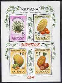Guyana 1974 Christmas (Fruits) perf m/sheet unmounted mint, SG MS619, stamps on christmas, stamps on fruit, stamps on pineapples, stamps on 