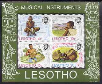 Lesotho 1975 Basotho Musical Instruments perf m/sheet unmounted mint, SG MS277, stamps on music, stamps on musical instruments