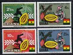 Ghana 1968 Cocoa research perf set of 4 unmounted mint, SG 501-504, stamps on , stamps on  stamps on cocoa, stamps on  stamps on food, stamps on  stamps on drink, stamps on  stamps on microscopes, stamps on  stamps on , stamps on  stamps on chemistry