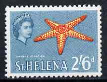 St Helena 1961 Orange Starfish 2s6d from def set (with lace background) unmounted mint, SG 186, stamps on , stamps on  stamps on marine life, stamps on  stamps on lace