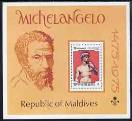 Maldive Islands 1975 500th Birth Anniversary of Michelangelo perf m/sheet unmounted mint, SG MS612, stamps on , stamps on  stamps on arts, stamps on  stamps on michelangelo, stamps on  stamps on renaissance