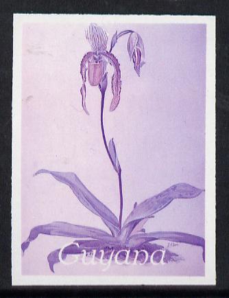 Guyana 1985-89 Orchids Series 2 plate 31 (Sanders' Reichenbachia) unmounted mint imperf progressive proof in blue & red only, stamps on flowers  orchids