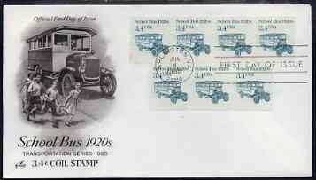 United States 1985-93 Transport - School Bus 1920's 3.4c on illustrated cover with first day cancel, SG 2153, stamps on , stamps on  stamps on transport, stamps on  stamps on buses, stamps on  stamps on children, stamps on  stamps on education