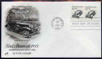 United States 1985-93 Transport - Stutz Bearcat 1933 11c on illustrated cover with first day cancel, SG 2165, stamps on , stamps on  stamps on transport, stamps on  stamps on cars, stamps on  stamps on stutz