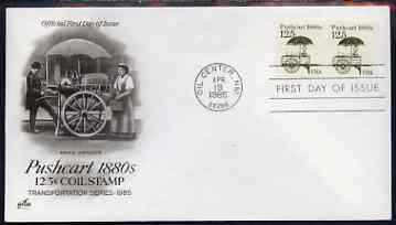 United States 1985-93 Transport - Pushcart 1880s 12.5c on illustrated cover with first day cancel, SG 2167, stamps on transport, stamps on cars