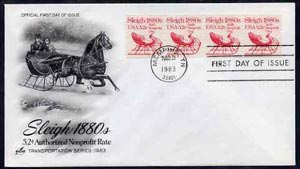 United States 1981-91 Transport - Sleigh 1880's 5.2c on illustrated cover with first day cancel, SG 1871, stamps on , stamps on  stamps on transport, stamps on  stamps on horses