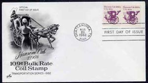 United States 1981-91 Transport - Hansom Cab 10.9c on illustrated cover with first day cancel, SG 1875, stamps on , stamps on  stamps on transport, stamps on  stamps on horses