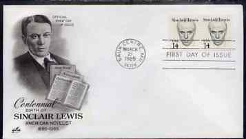 United States 1985-94 Great Americans - Sinclair Lewis 14c on illustrated cover with first day cancel, SG 2119, stamps on personalities, stamps on literature