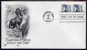 United States 1982 American Bighorn 20c on illustrated cover with first day cancel, stamps on animals, stamps on sheep, stamps on ovine