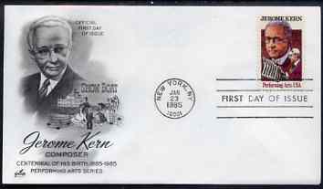 United States 1985 Performing Arts - Jerome Kern (composer) on illustrated cover with first day cancel, SG 2107, stamps on music, stamps on entertainments, stamps on composers