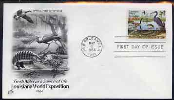 United States 1984 Louisiana World Exposition 20c Wildlife on illustrated cover with first day cancel, SG 2083, stamps on expo, stamps on birds, stamps on turtles, stamps on frogs, stamps on reptiles, stamps on environment
