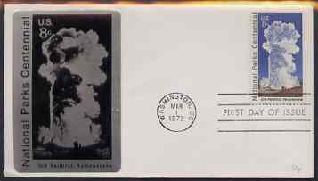 United States 1972 National Parks System 8c (Old Faithful) on Sarzin cover with first day cancel, SG 1456, stamps on , stamps on  stamps on national parks, stamps on  stamps on parks, stamps on  stamps on geysers, stamps on  stamps on 