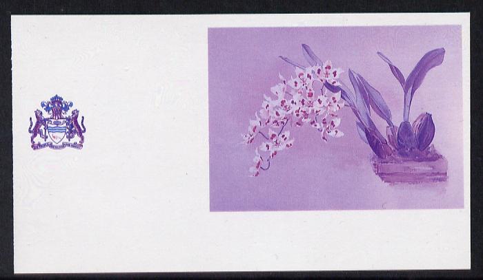 Guyana 1985-89 Orchids Series 2 plate 71 (Sanders Reichenbachia) unmounted mint imperf progressive proof in blue & red only, stamps on flowers  orchids