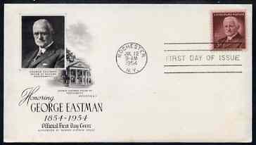 United States 1954 Birth Centenary of George Eastman (inventor) on illustrated cover with first day cancel, SG 1120, stamps on , stamps on  stamps on personalities, stamps on  stamps on inventor, stamps on  stamps on photographer