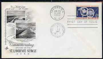 United States 1959 Opening of St Lawrence Seaway on illustrated cover with first day cancel, SG 1130, stamps on , stamps on  stamps on canals, stamps on  stamps on civil engineering