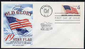 United States 1959 US Flag Issue (49 stars) on illustrated cover with first day cancel, SG 1131, stamps on flags