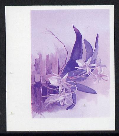 Guyana 1985-89 Orchids Series 2 plate 70 (Sanders' Reichenbachia) unmounted mint imperf progressive proof in blue & red only, stamps on flowers  orchids