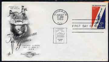 United States 1959 Third Pan-American Games on illustrated cover with first day cancel, SG A1134, stamps on , stamps on  stamps on sport, stamps on  stamps on running