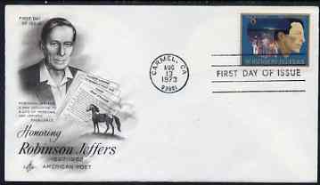 United States 1973 American Arts Commemoration - Robinson Jeffers (poet) on illustrated cover with first day cancel, SG 1485, stamps on , stamps on  stamps on personalities, stamps on  stamps on literature, stamps on  stamps on poetry