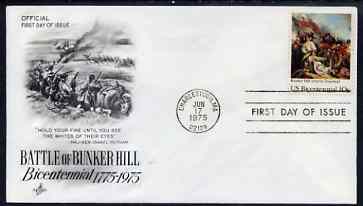 United States 1975 American Revolution - Battle of Bunker Hill on illustrated cover with first day cancel, SG 1562, stamps on , stamps on  stamps on americana, stamps on  stamps on battles, stamps on  stamps on revolutions