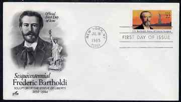 United States 1985 Fr8Ed8Eric Bartholdi (sculptor of Statue of Liberty) on illustrated cover with first day cancel, SG 2189, stamps on , stamps on  stamps on personalities, stamps on  stamps on sculpture, stamps on  stamps on statues, stamps on  stamps on 