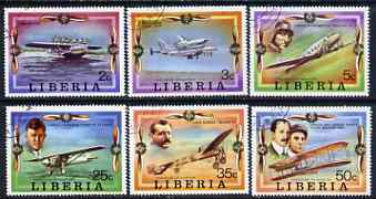 Liberia 1978 Progress in Aviation perf set of 6 cto used SG 1327-32, stamps on , stamps on  stamps on aviation, stamps on flying boats, stamps on dornier, stamps on shuttle, stamps on douglas, stamps on dc-3, stamps on wright, stamps on bleriot