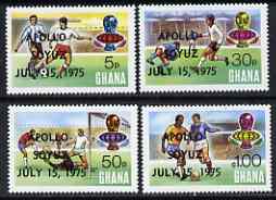 Ghana 1975 Apollo-Soyuz Space Link opts on World Cup Football perf set of 4 unmounted mint, SG 739-42, stamps on football, stamps on space, stamps on apollo, stamps on sport