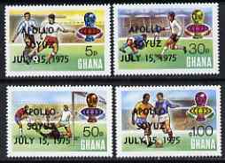 Ghana 1975 Apollo-Soyuz Space Link opts on World Cup Football perf set of 4 unmounted mint, SG 739-42, stamps on , stamps on  stamps on football, stamps on  stamps on space, stamps on  stamps on apollo, stamps on  stamps on sport