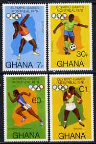 Ghana 1976 Montreal Olympic Games perf set of 4 unmounted mint, SG 773-76, stamps on olympics, stamps on shot, stamps on football, stamps on boxing, stamps on sport