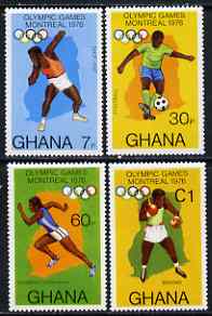 Ghana 1976 Montreal Olympic Games perf set of 4 unmounted mint, SG 773-76, stamps on , stamps on  stamps on olympics, stamps on  stamps on shot, stamps on  stamps on football, stamps on  stamps on boxing, stamps on  stamps on sport