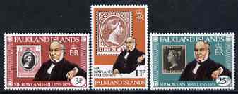 Falkland Islands 1979 Death Centenary of Sir Rowland Hill set of 3 unmounted mint, SG 364-66, stamps on , stamps on  stamps on stamp on stamp, stamps on  stamps on rowland hill, stamps on  stamps on stamponstamp