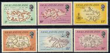 Falkland Islands 1981 Early Maps perf set of 6 unmounted mint, SG 396-401, stamps on maps